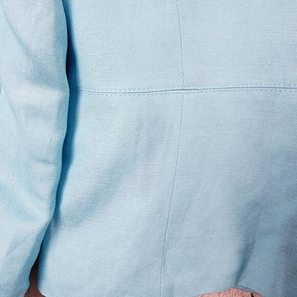 Tahari Linen Rayon Blazer Jacket Blue Size 6P - Picture 7 of 11